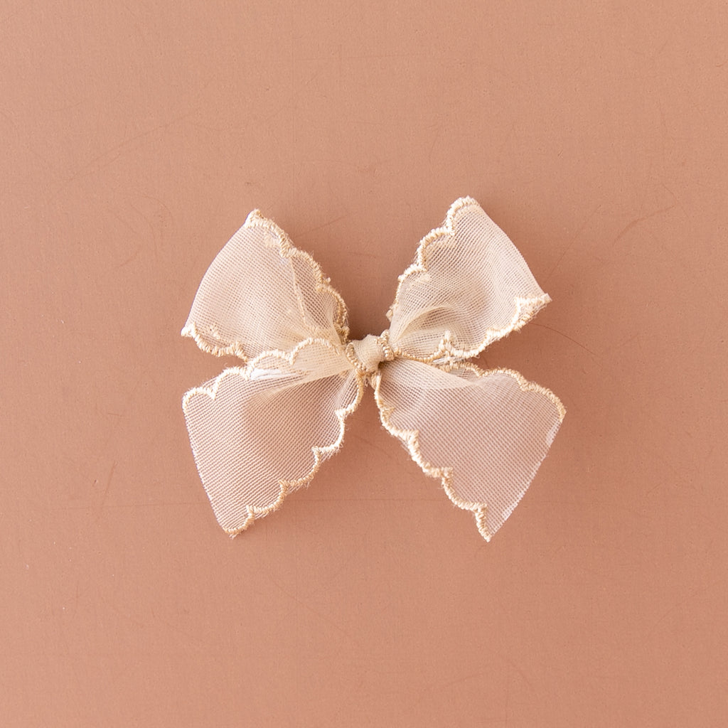 Modern Piggy Ribbon Bow - Nylon Headband - Fawn