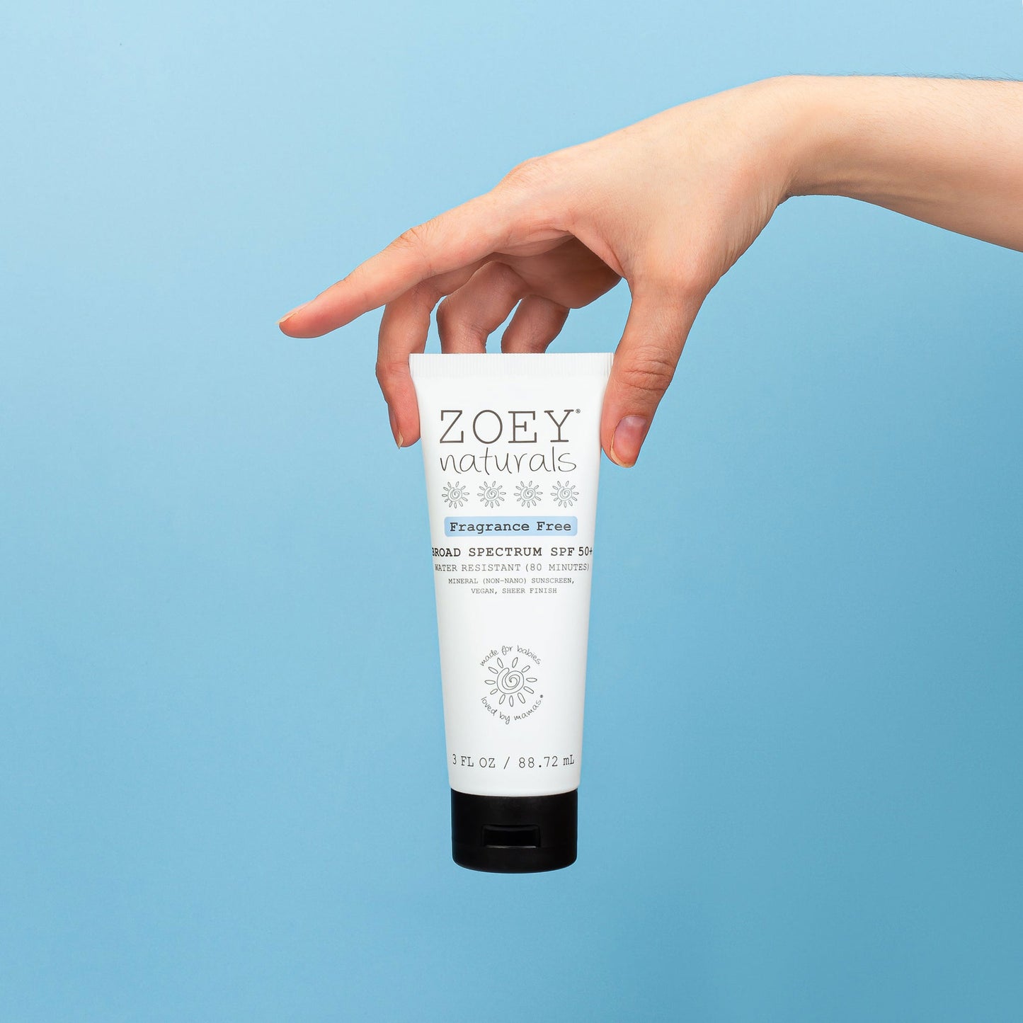 Zoey Naturals Broad Spectrum SPF 50+ Tube Sunscreen - 3 fl oz - Fragrance Free