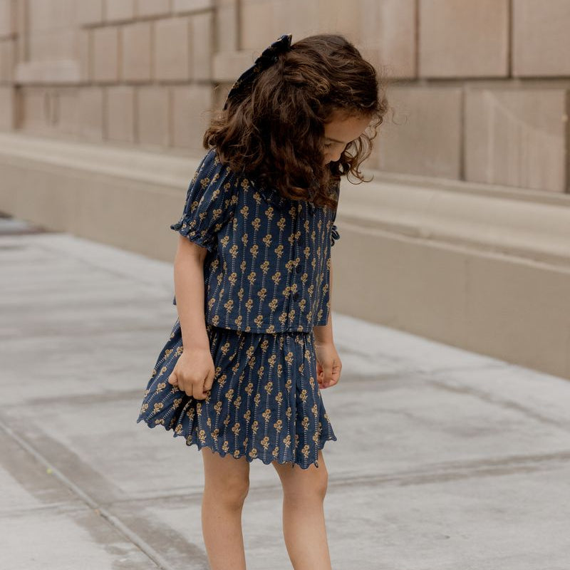 Rylee and Cru Smocked V Mini Skirt - Vintage Bloom