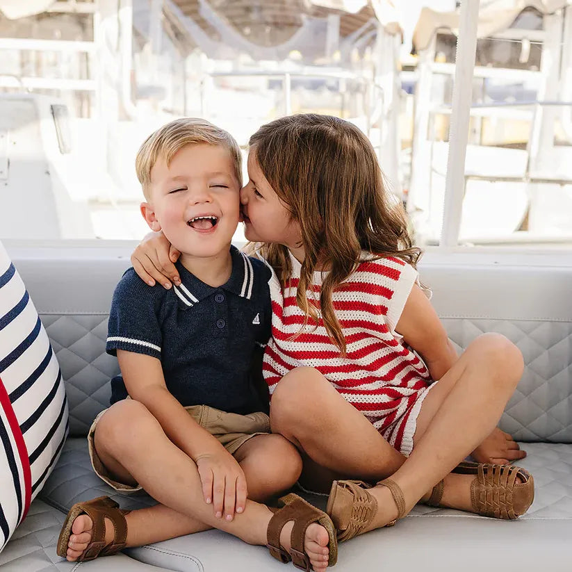 Mebie Baby Red Stripe Knit Short Tank Set