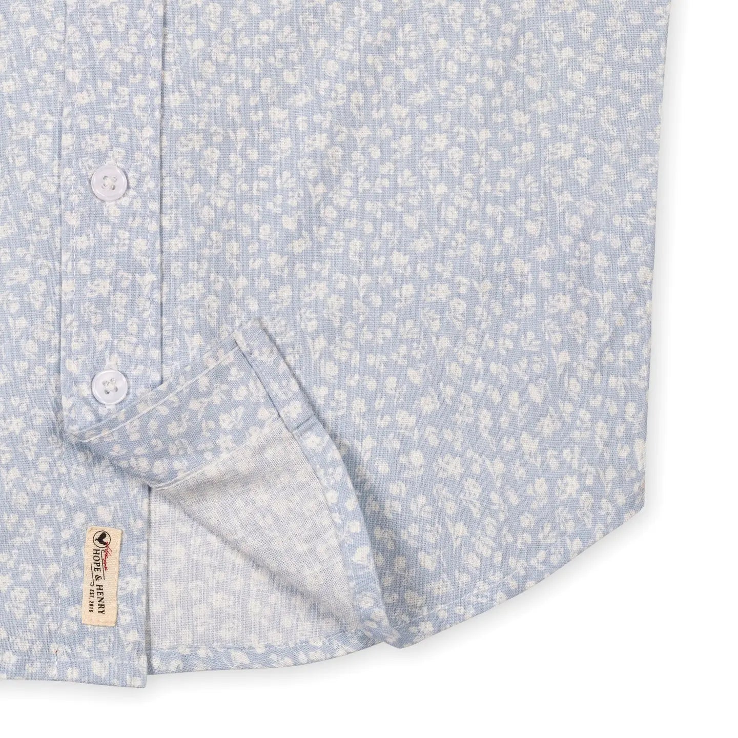 Hope and Henry Linen Short Sleeve Shirt - Blue Chateau Ditsy
