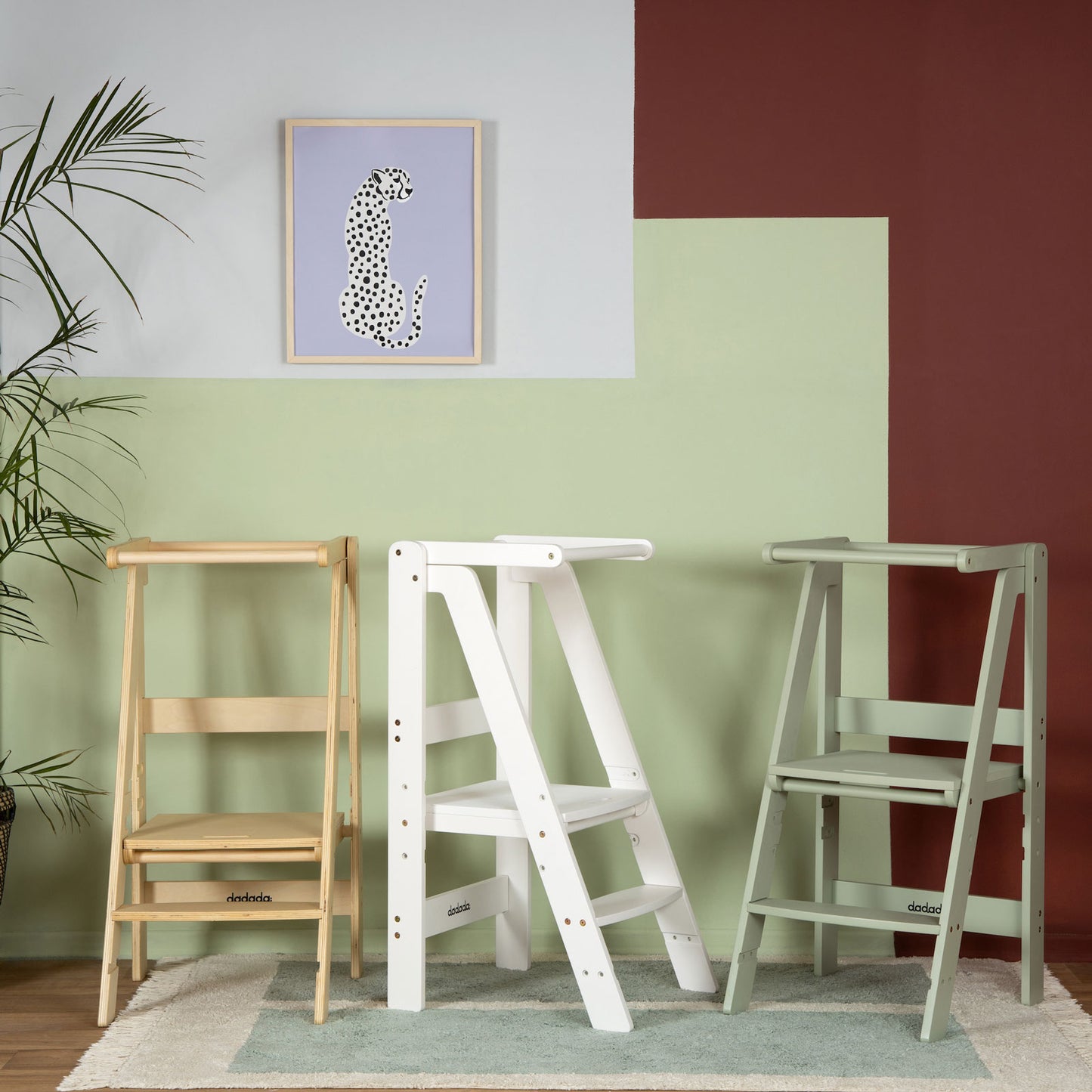 Dadada Folding Toddler Tower - Natural White Sage