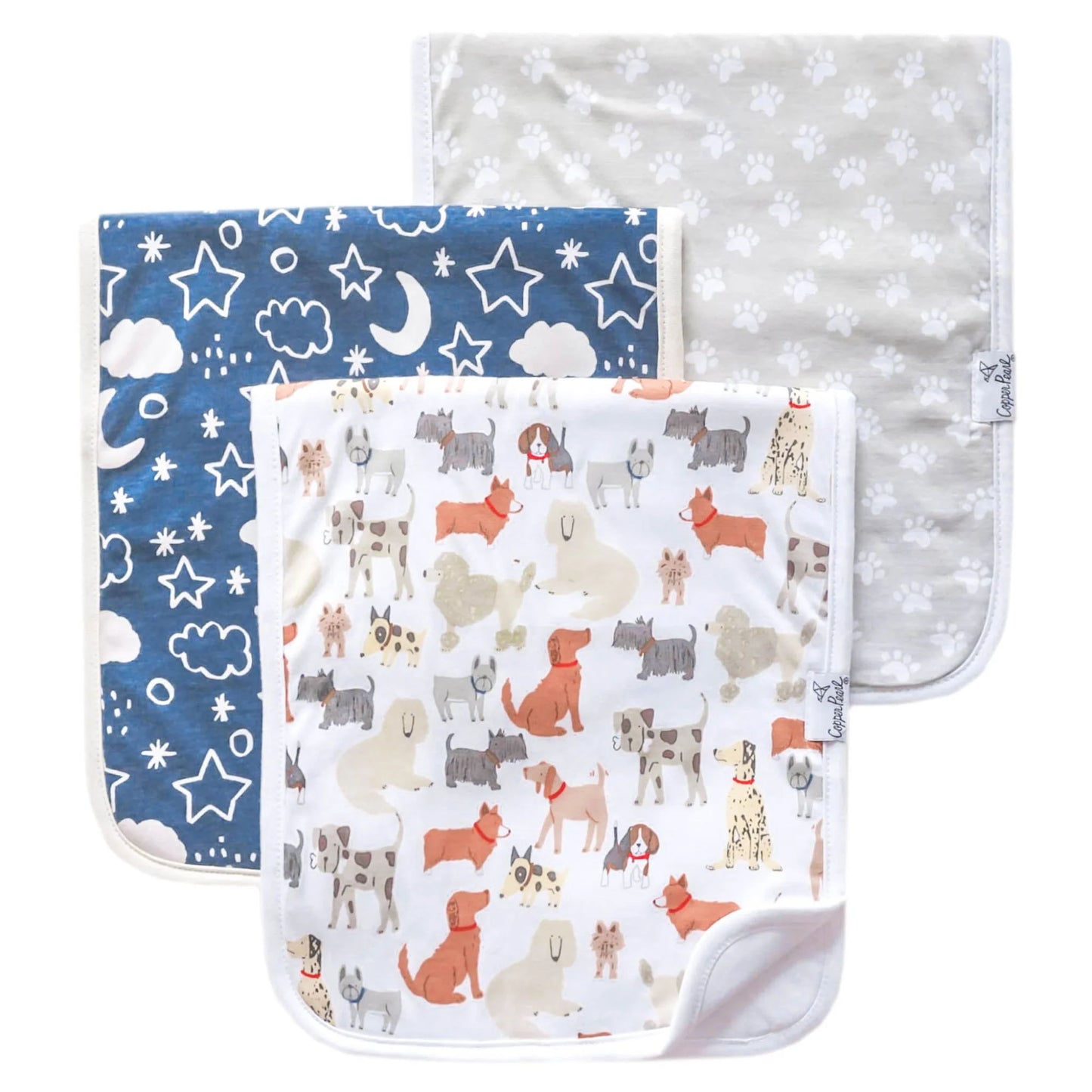 Copper Pearl 3-Pack Burp Cloth Set