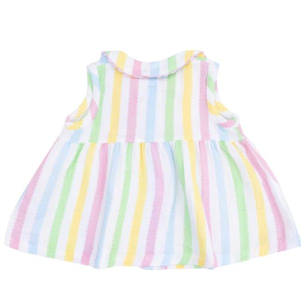 Angel Dear The Jill- Peter Pan Button Front Dress W/ Ric Rac Trim And Dc - Ric Rac Stripe