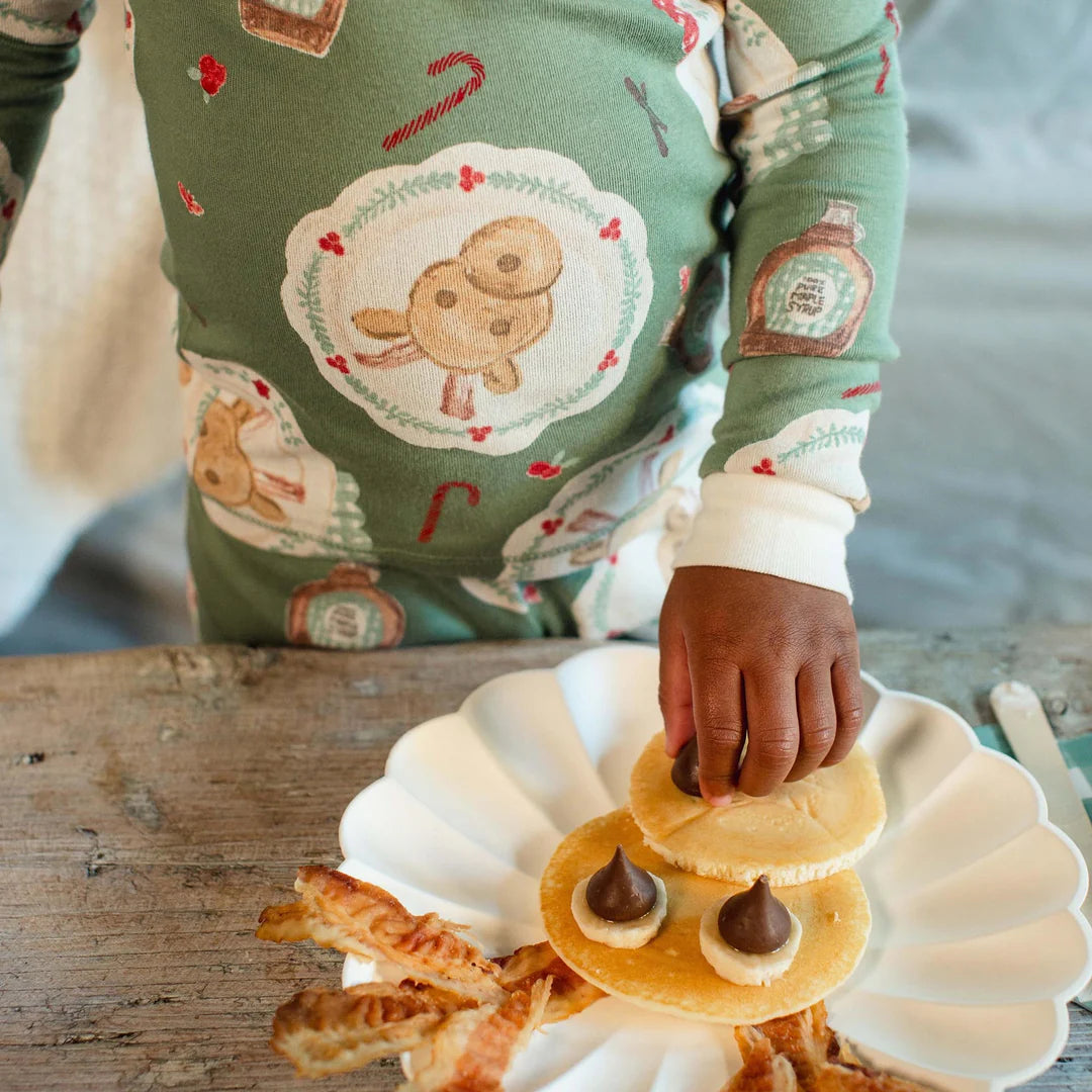 Burt's Bees Reindeer Pancakes Two Piece Pajama Set - Sage Green