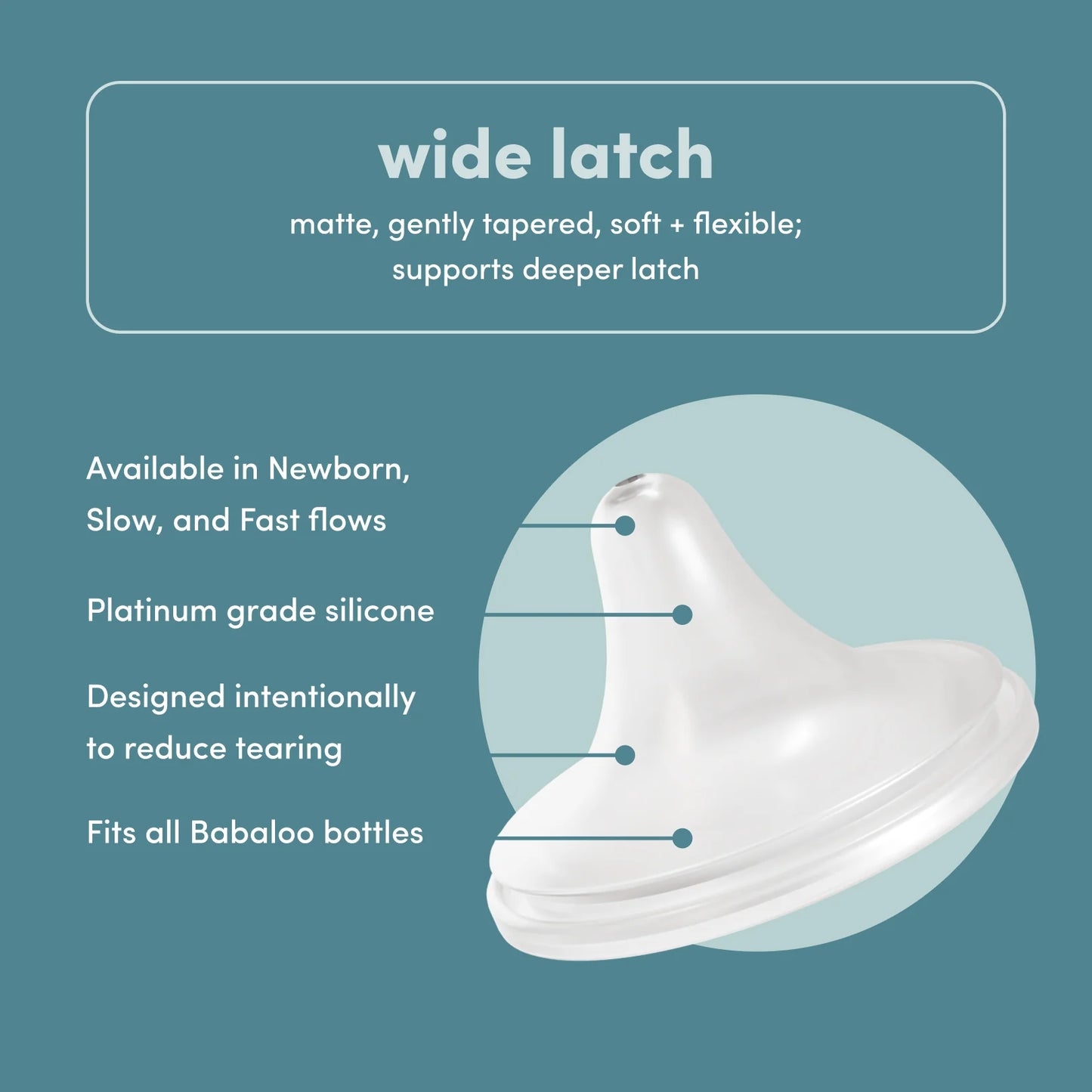 Babaloo Wide Latch Replacement Nipples 3-Pack