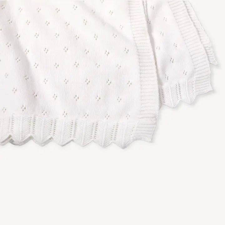Viverano Organics Organic Classic Pointelle Knit Baby Blanket - Dove White