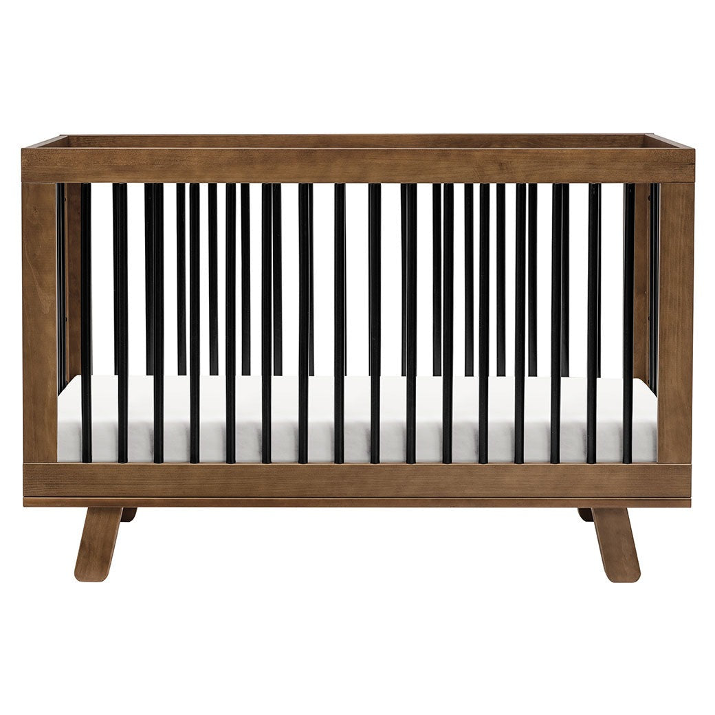 Babyletto Hudson 3-in-1 Convertible Crib with Toddler Bed Conversion Kit - Natural Walnut / Black