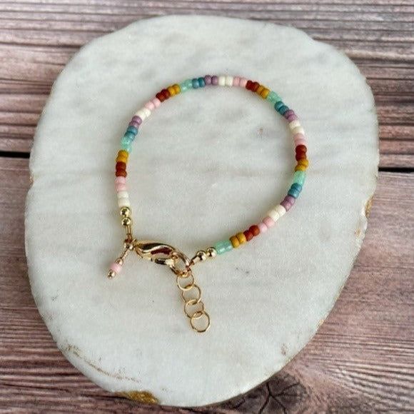 Quill and Goose 14K Gold Filled Bracelet - Mini Vintage Rainbow
