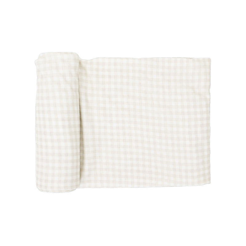 Little Unicorn Stretch Knit Swaddle Blanket - Tan Gingham