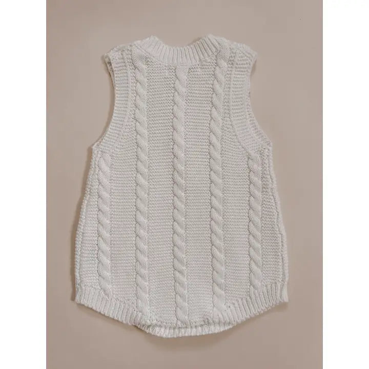Luna and Luca Cable Knit Summer Romper - White