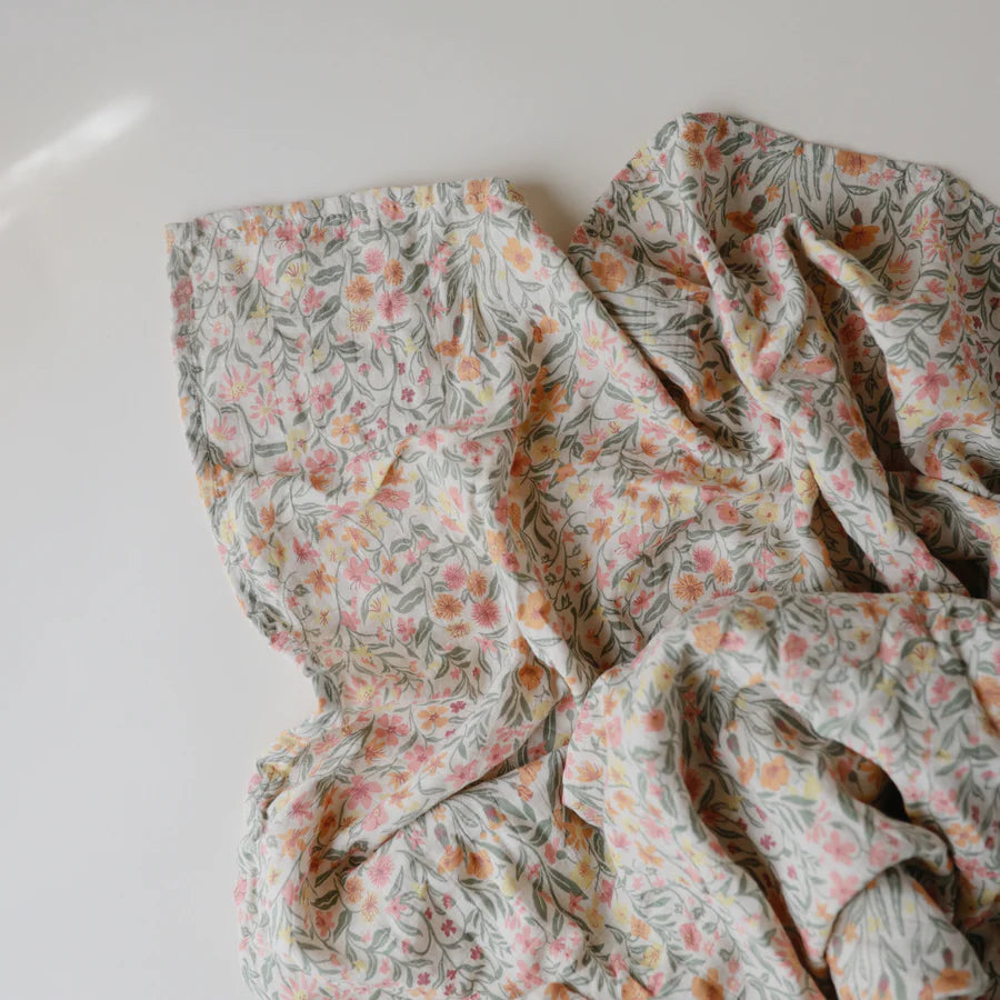 Mushie Muslin Swaddles - Pastel Blooms