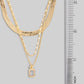 Fame Assorted Three Layered Cz Charm Chain Necklace