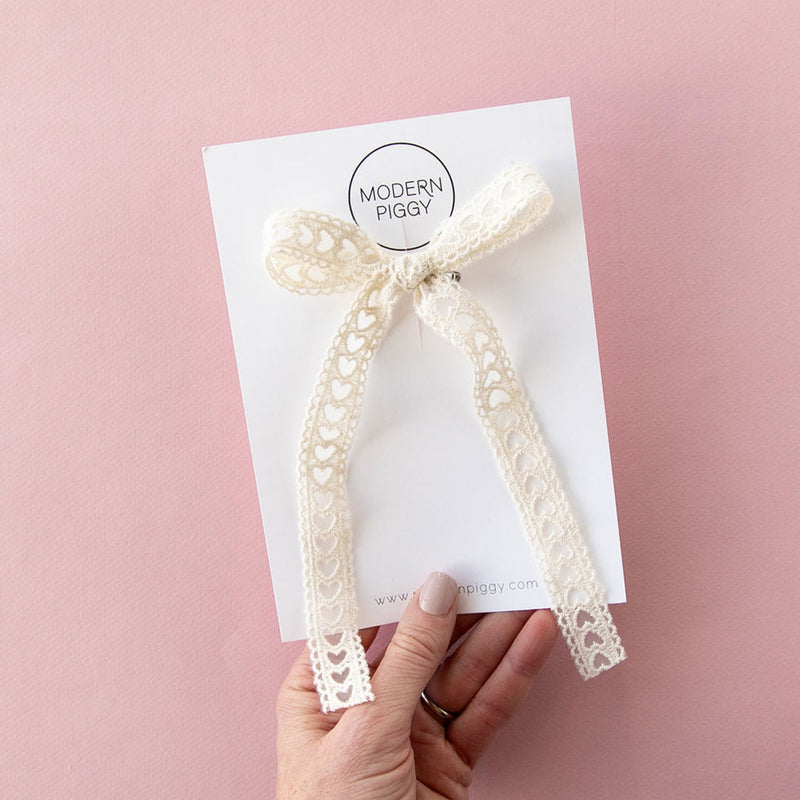 Modern Piggy Seasonal Statement Ribbon Bow - Alligator Clip - Romantic