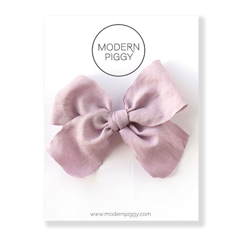 Modern Piggy Ribbon Bow - Alligator Clip - Smokey Lavender