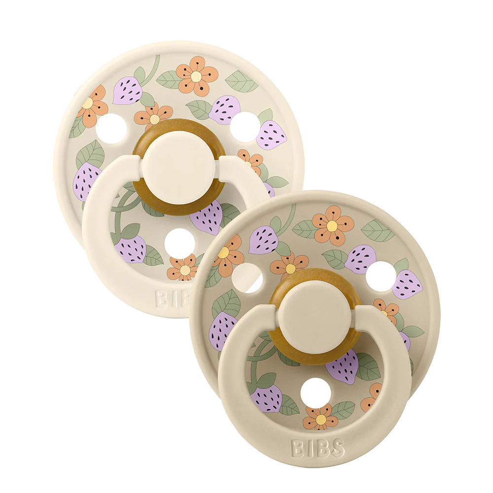 BIBS LIBERTY Colour 2-Pack Pacifier Set - Strawberries & Cream - Ivory Mix
