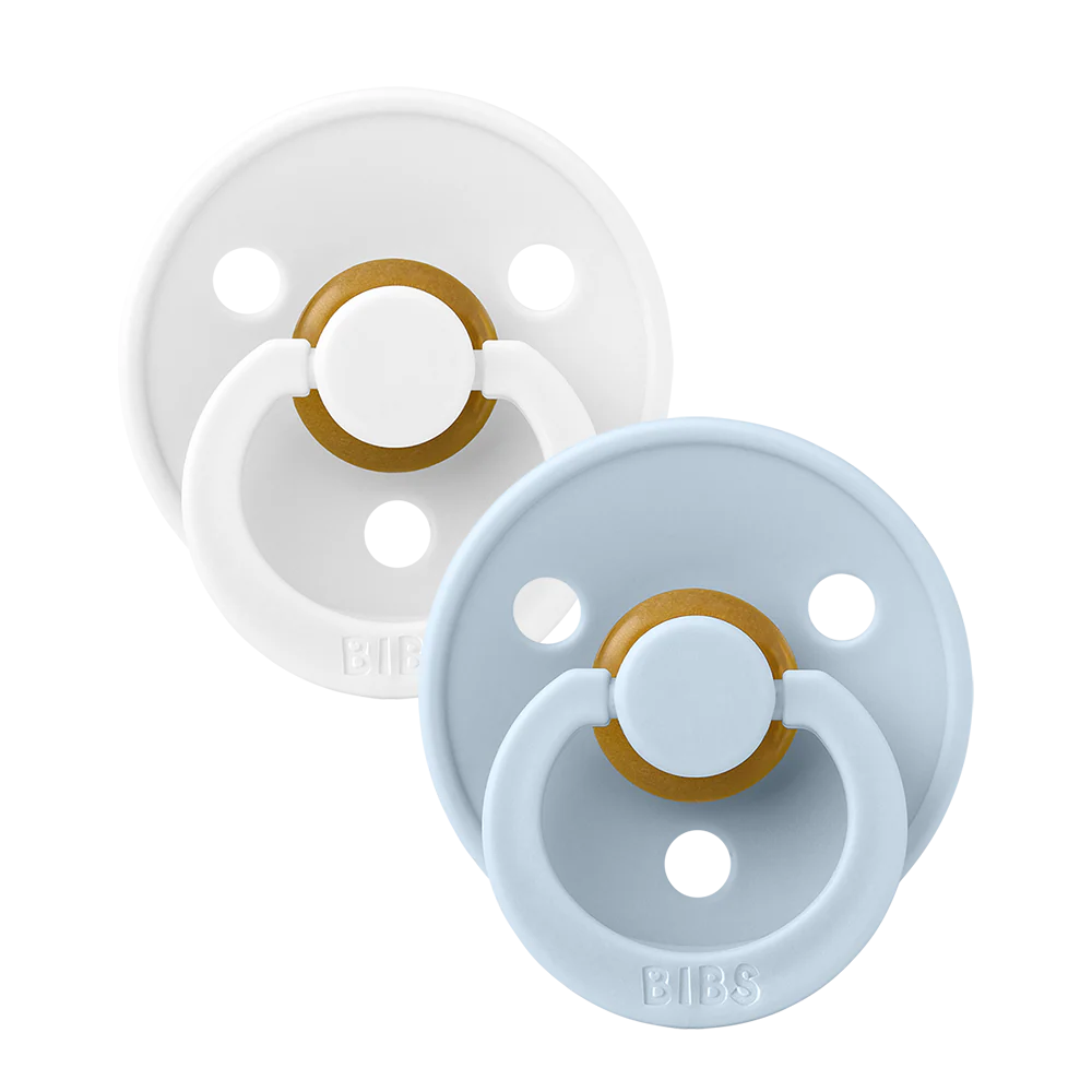 BIBS Colour 2-Pack Pacifier Set - White / Baby Blue