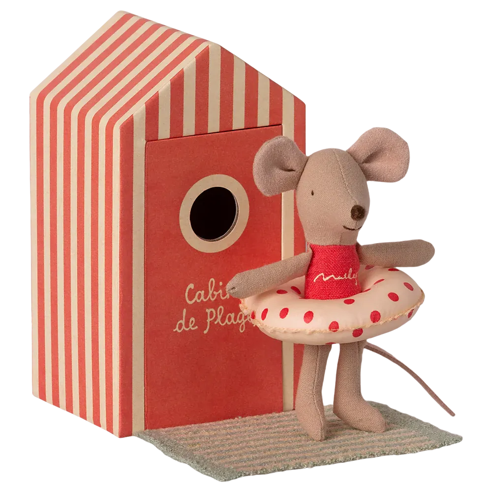 Maileg Beach Mice - Little Sister In Cabin De Plage