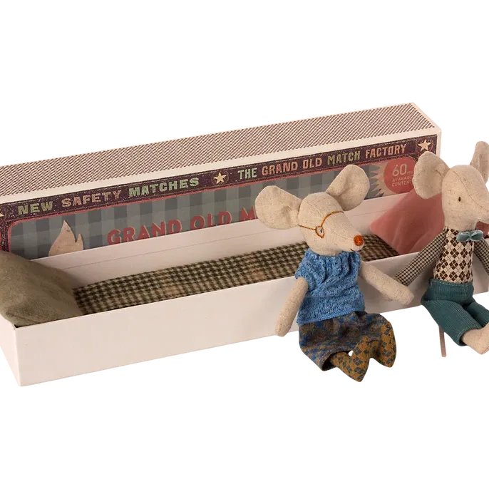Maileg Grandma & Grandpa Mice in Matchbox