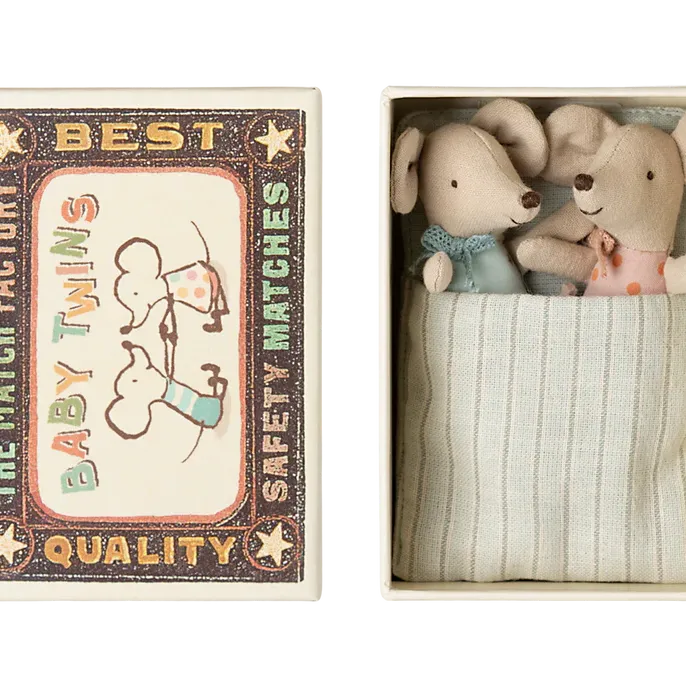 Maileg Twins Baby Mice in Matchbox
