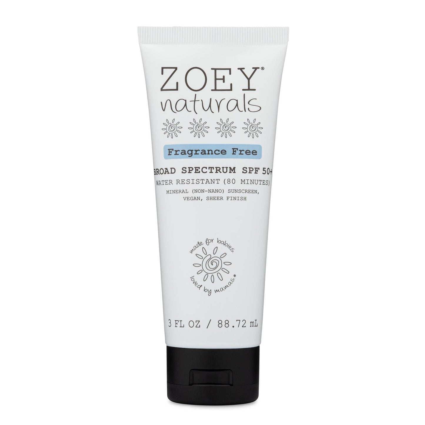 Zoey Naturals Broad Spectrum SPF 50+ Tube Sunscreen - 3 fl oz - Fragrance Free