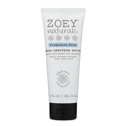 Zoey Naturals Broad Spectrum SPF 50+ Tube Sunscreen - 3 fl oz - Fragrance Free