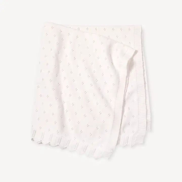 Viverano Organics Organic Classic Pointelle Knit Baby Blanket - Dove White