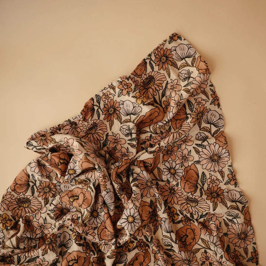 Mushie Muslin Swaddles - Retro Flowers