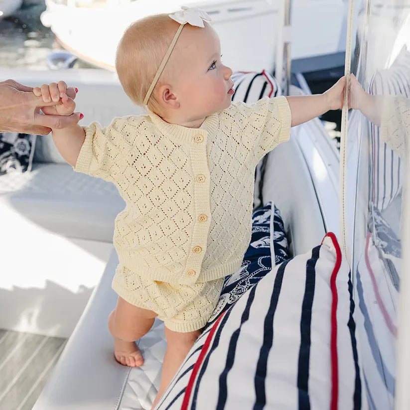 Mebie Baby Yellow Cardigan Bloomer Set