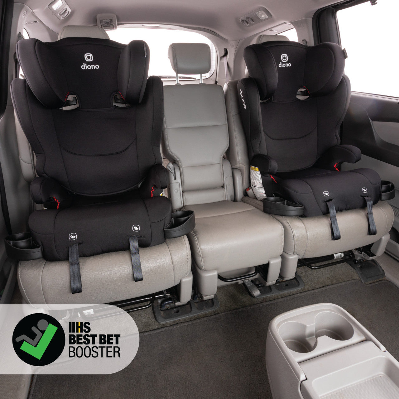 Two Diono Cambria 2XT Booster Car Seat - Black Storm installed in vehicle