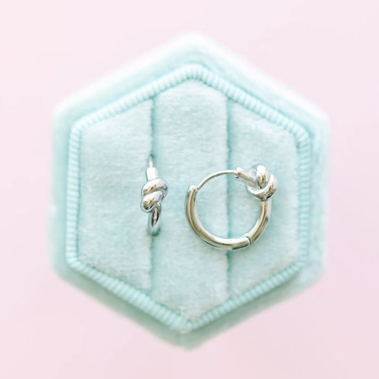 Pierced Co Silver Knotted Huggies