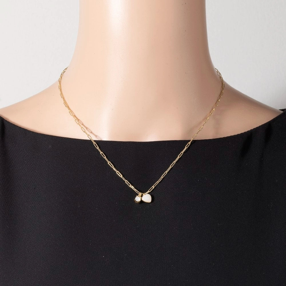 Fame Opal and Stone Heart Chain Necklace