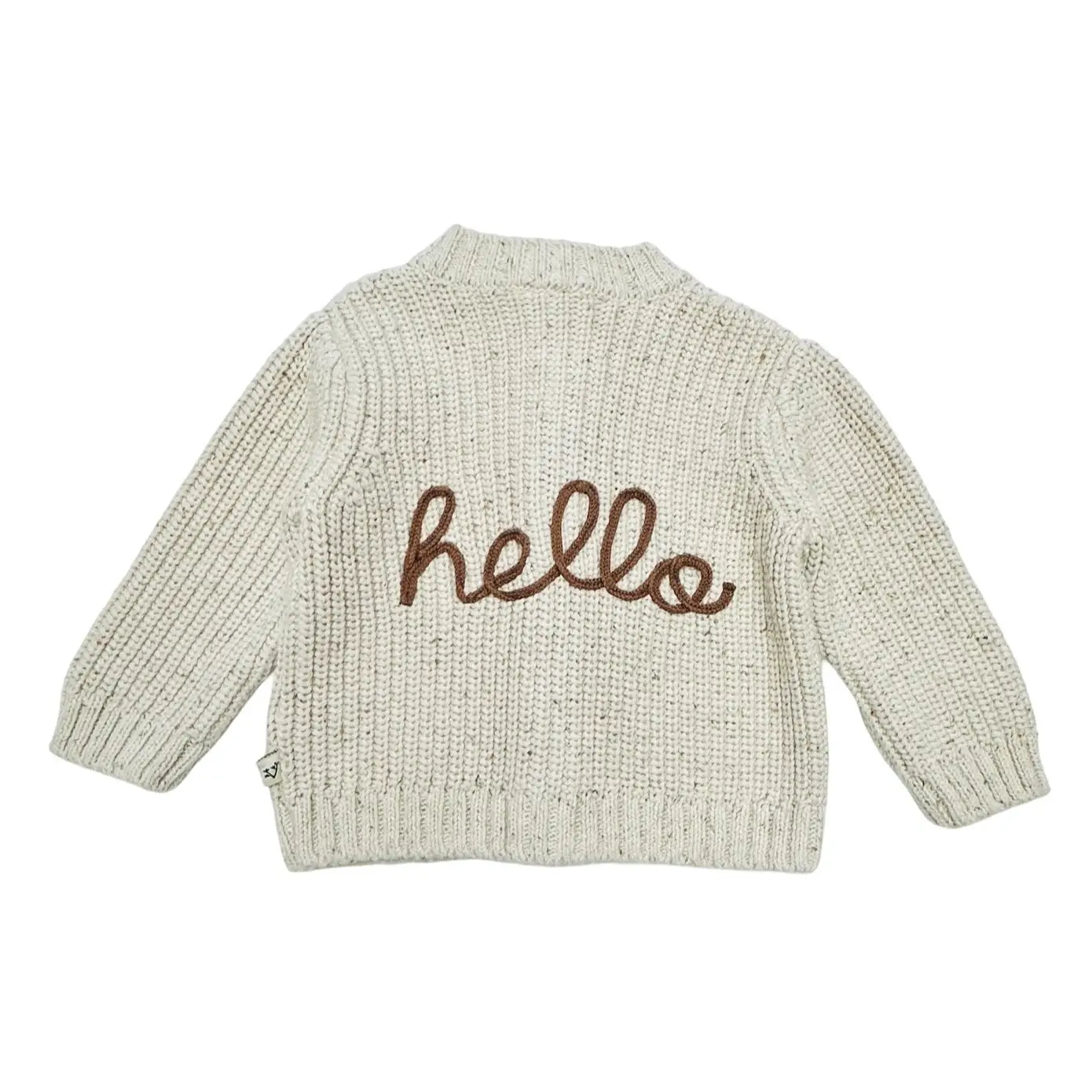 Viverano Organics Hello Wordy Chunky Knit Baby Cardigan Sweater