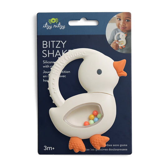 Itzy Ritzy Bitzy Shake Silicone Teether with Rattle - Goose