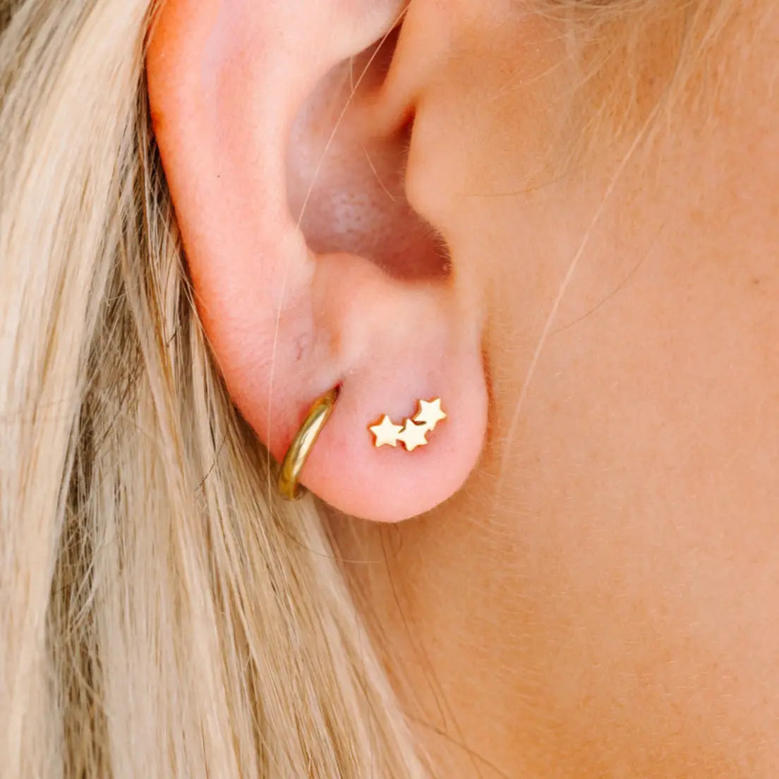 Pierced Co Triple Star Earrings