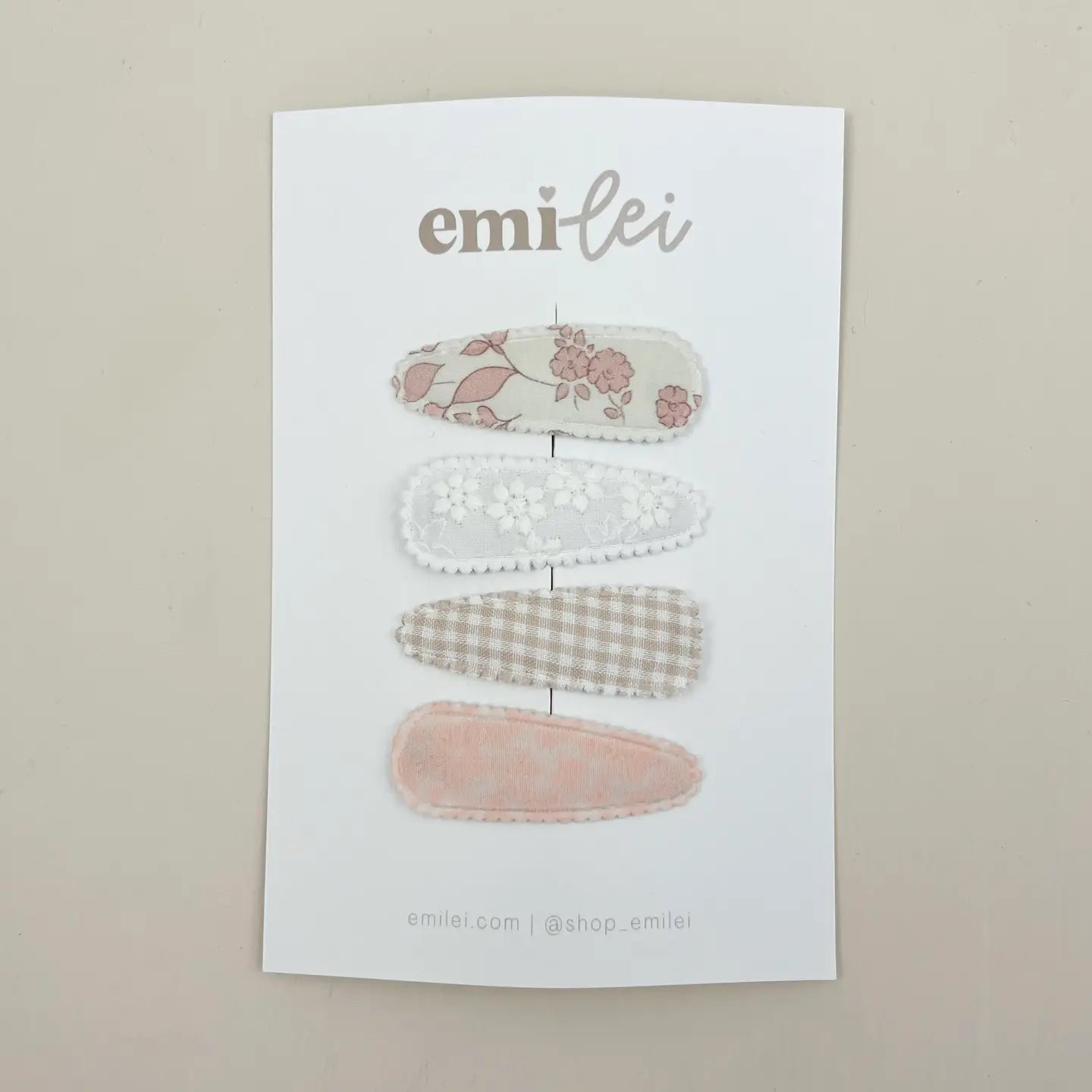 Emi Lei Fabric Hair Clip Snap Barrettes - Set of 4