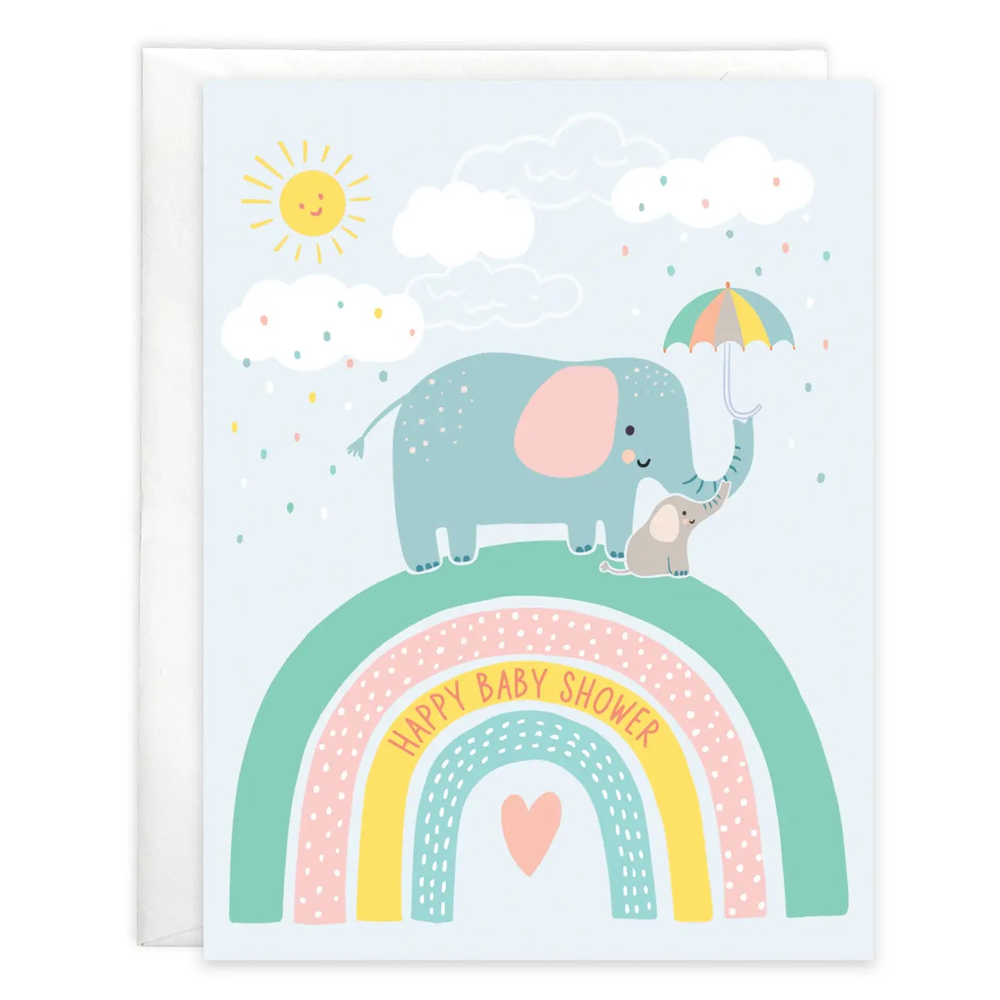 Gina B Designs With Scripture Baby Greeting Card - Elephant on Rainbow