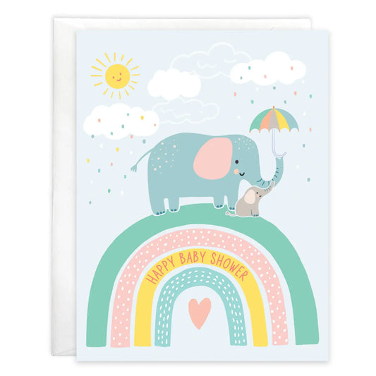Gina B Designs With Scripture Baby Greeting Card - Elephant on Rainbow
