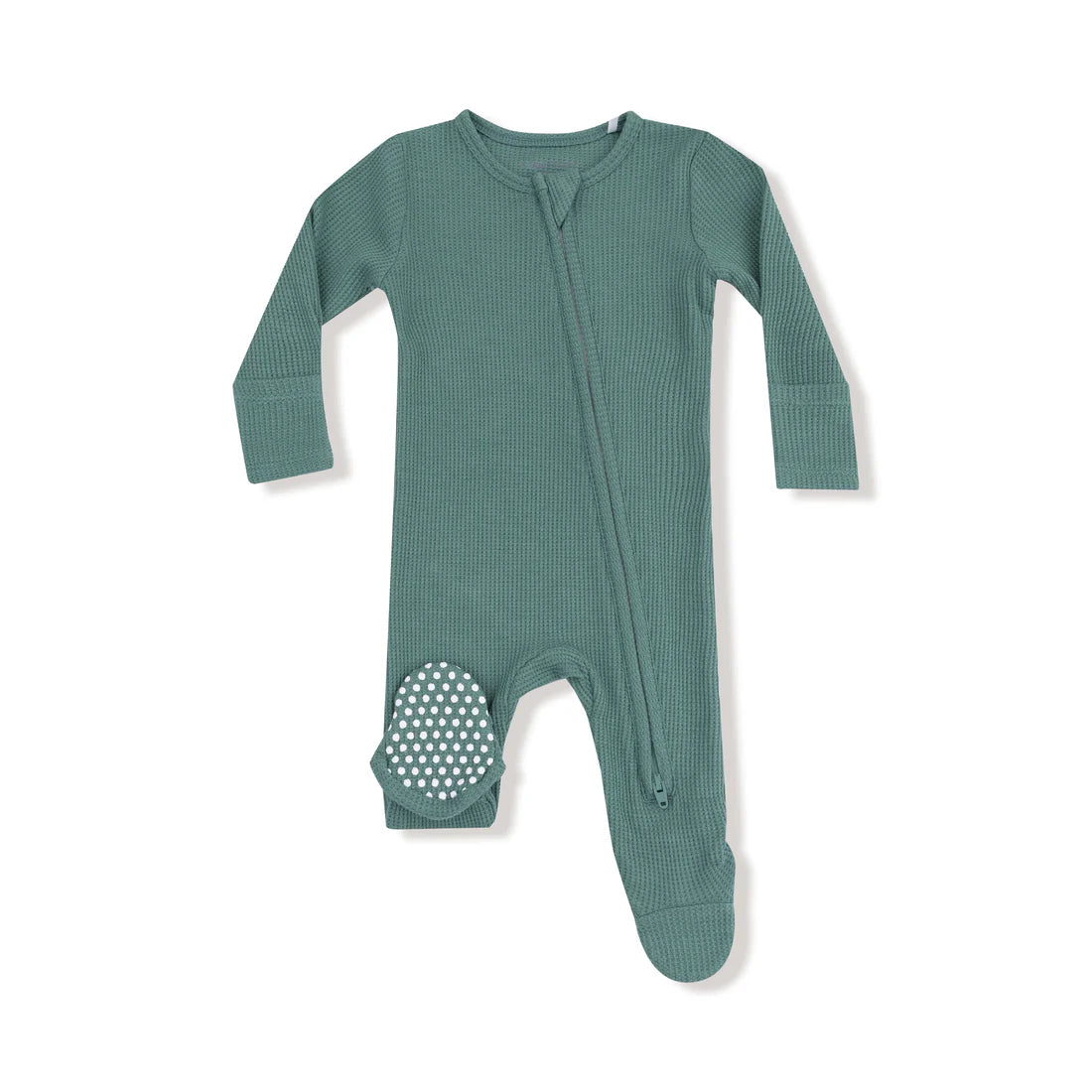 Angel Dear Waffle / Thermal 2 Way Zipper Footie - Frosty Spruce