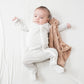 Angel Dear Ribbed Modal 2 Way Zipper Footie - Stripe - Mineral Grey/ White