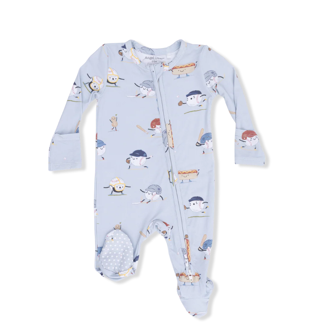 Angel Dear Bamboo 2 Way Zipper Footie - Baseballs Playing Baseball