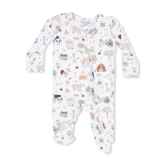 Angel Dear Bamboo 2 Way Zipper Footie - Cute Farm Animals Uni