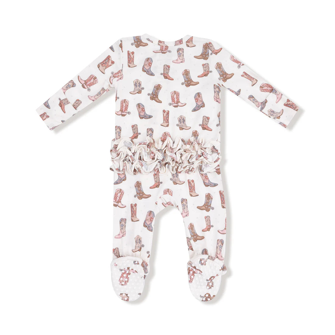 Angel Dear Bamboo 2 Way Zipper Ruffle Back Footie - Future Cowgirl