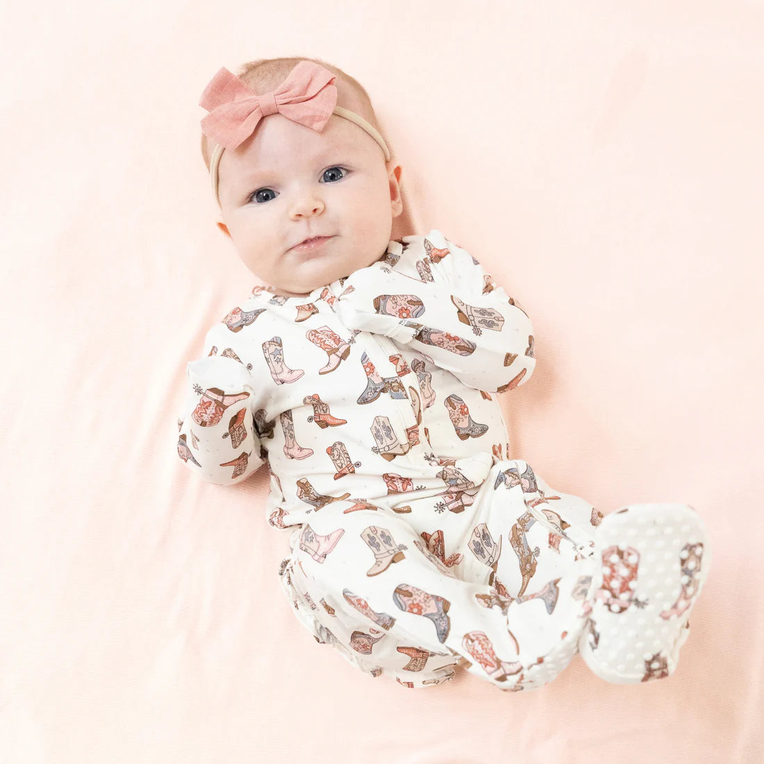 Angel Dear Bamboo 2 Way Zipper Ruffle Back Footie - Future Cowgirl