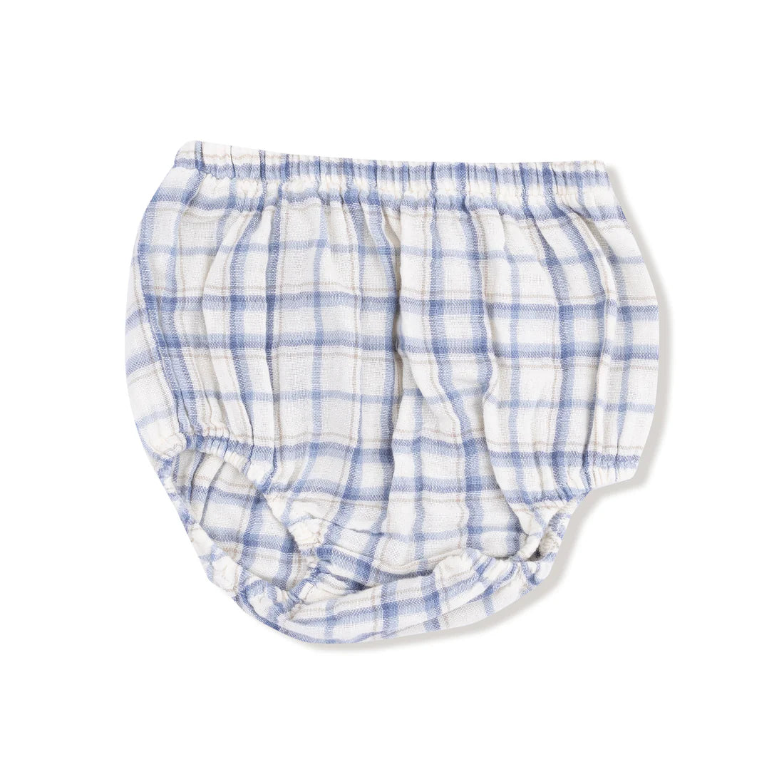 Angel Dear Longsleeve Dress with Eyelet Hem and Diaper Cover - Blue Plaid