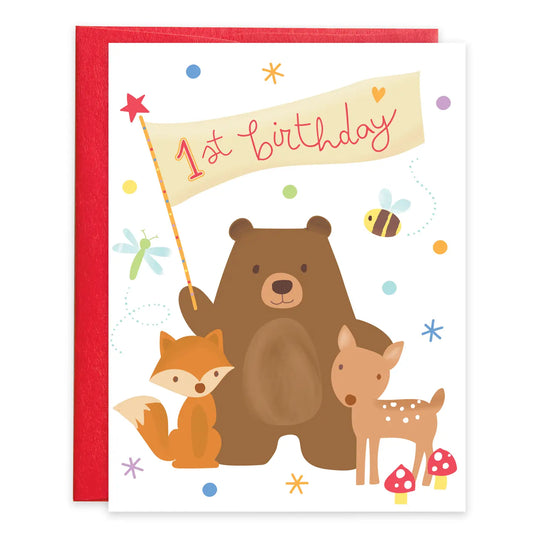 Gina B Designs Birthday Greeting Card - First Birthday Forest