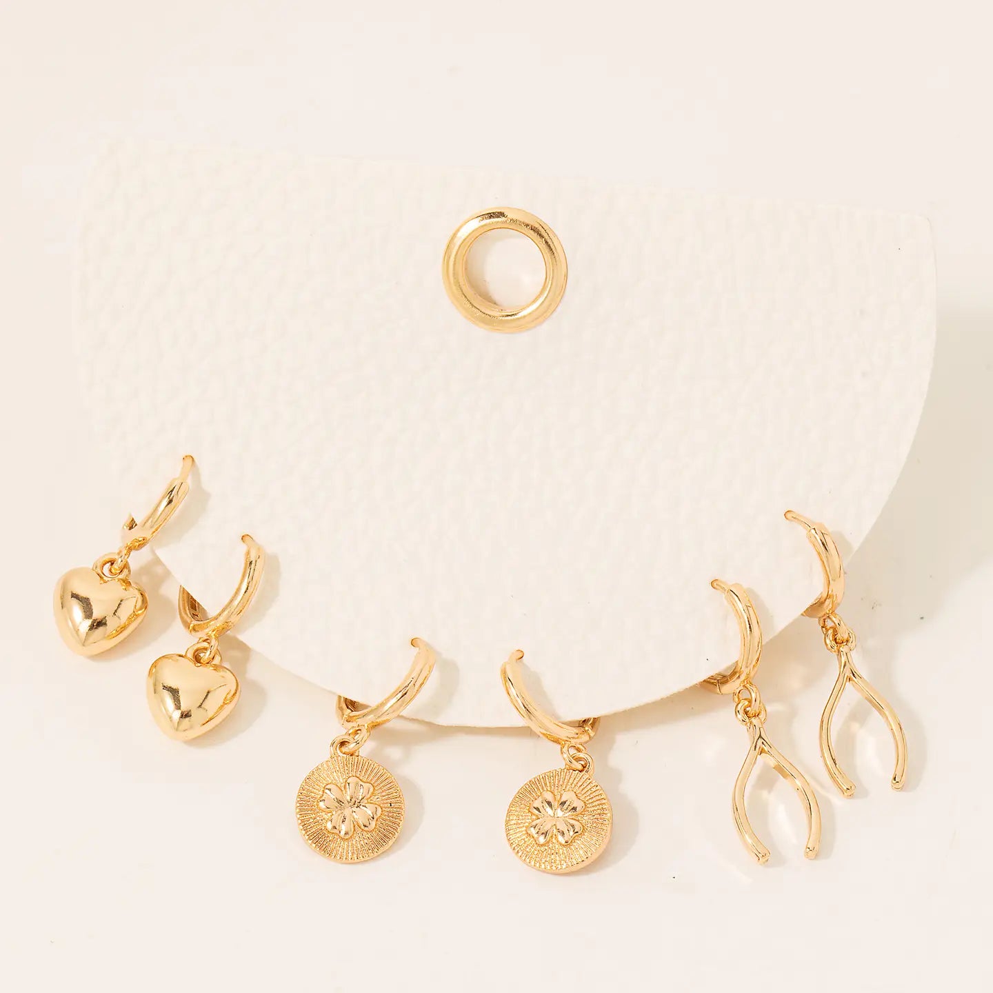 Fame Mixed Metallic Stud Earrings Charms Set
