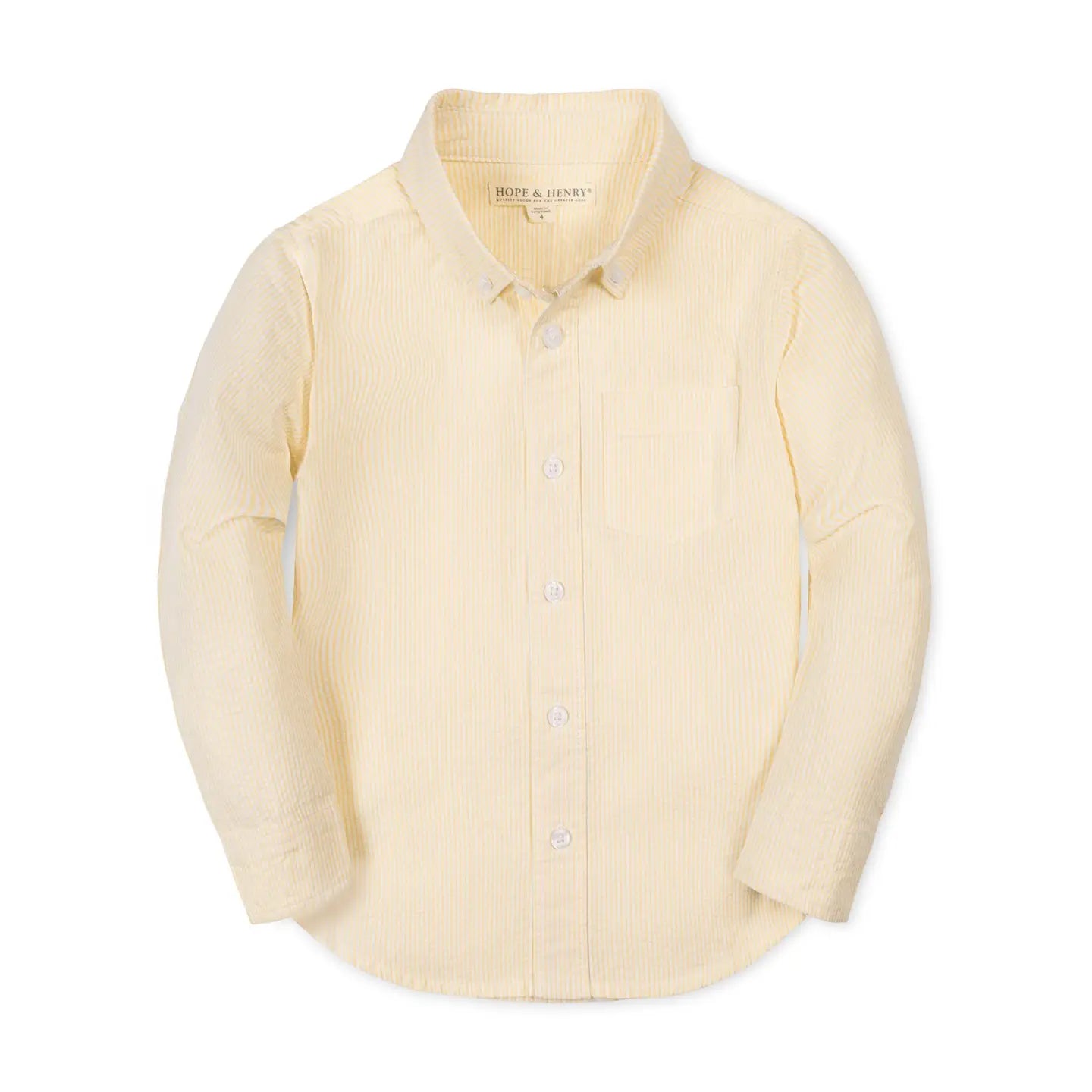 Hope and Henry Organic Seersucker Shirt - Yellow Seersucker