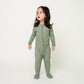 Copper Pearl Rib Knit Zip-up Footie - Clover