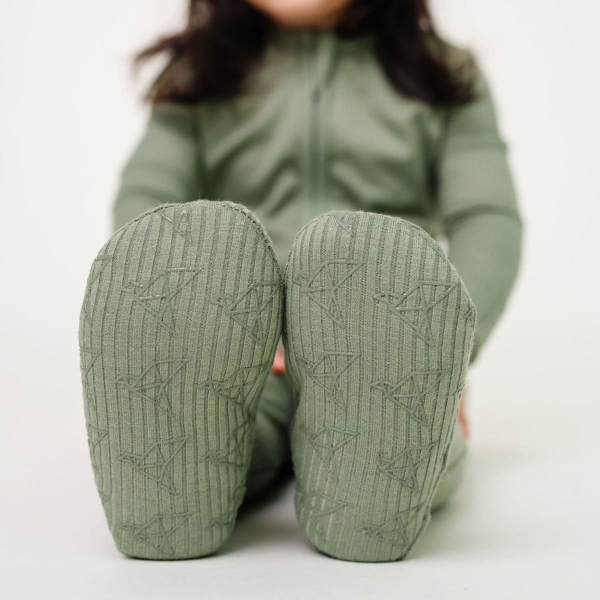 Copper Pearl Rib Knit Zip-up Footie - Clover